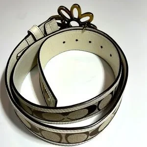 COACH || Monogram White & Tan Leather Belt. Sz. Small Coach | Accessories | Coach Monogram White Tan Leather Belt  main image 2